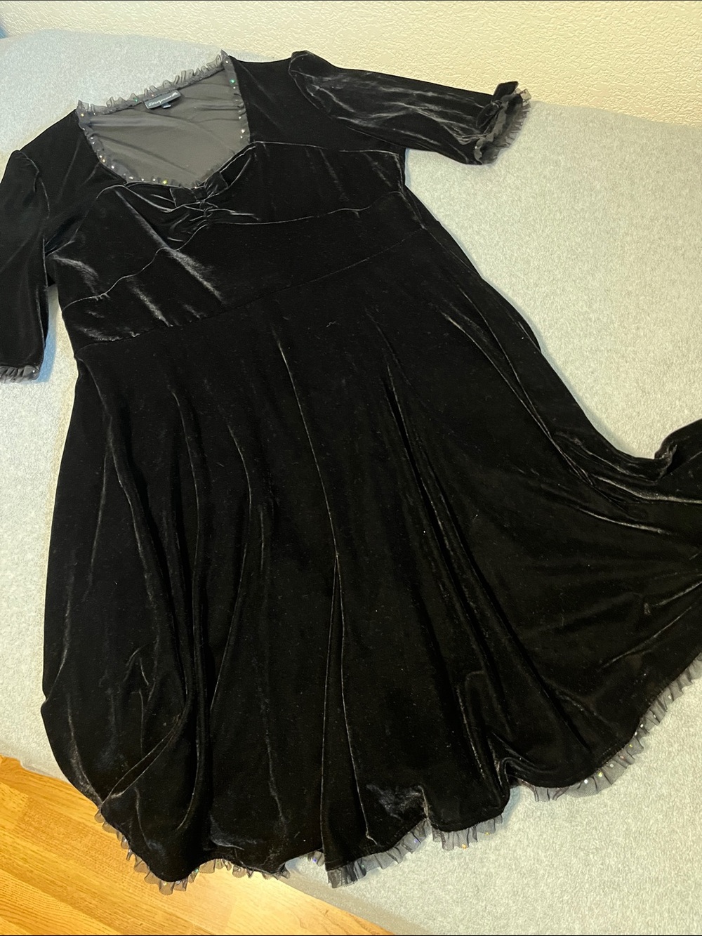 Black Velvet Fit & Flare Dress XXXL Pinup Retro Stretchy Cocktail Holiday